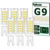 Tailcas G9 LED Lampadina 3.5W Fredda, Equivalenti 30W 40W Lampada Alogena, Bianco Freddo 6000K, 350LM Lampadime G9, AC220-240V, Non Dimmerabile, Nessun Sfarfallio Risparmio Energetico Lampade,6 pezzi