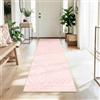 DEFYNEE Tappeto passatoia per corridoio, 60 x 180 cm, antiscivolo, a pelo corto, lavabile, pieghevole, design boho, per corridoio, cucina, soggiorno e ufficio, rosa chiaro