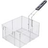 Generic Cestello per friggitrice in acciaio inox, telaio a rete, colino per patatine fritte commerciali, facile da pulire, versatile, con manico staccabile in legno massello intarsiato esteso