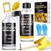 Limino Foglia Gold - Colla a base d'acqua 100g e Vernice 100g con pennello, 100 foglia d'oro, Set adesivo per foglia oro per arte, artigianato, pittura, mobili e decorazione