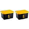 Acan Tradineur - Confezione da 2 scatole di stoccaggio impilabili con coperchio, in plastica, cassetto multiuso, organizzazione, attrezzi, casa, prodotto in Spagna (17 litri - Giallo/Nero - 39,5 x
