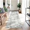 DEFYNEE Tappeto passatoia da 80 x 240 cm, antiscivolo, a pelo corto, lavabile, pieghevole, design astratto, per ingresso, cucina, soggiorno e ufficio, grigio bianco