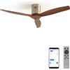CREATE / WINDCALM NATURAL WOOD M/Ventilatore da soffitto nichel pale legno scuro con Wifi e telecomando / 40W, Temporizzatore, Ø132 cm, 6 velocità, silenzioso, funzione estate-inverno