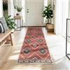 DEFYNEE Tappeto passatoia per corridoio, 80 x 150 cm, antiscivolo, a pelo corto, lavabile, pieghevole, design boho, per corridoio, cucina, soggiorno e ufficio, rosso