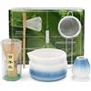 Gebrazy Matcha Kit, Matcha Set 5 pezzi con Matcha Ciotola con beccuccio, Bamboo Matcha Whisk, Bamboo Scoop, Supporto per Frusta in Ceramica, Colino, Matcha Cerimoniale Kit per preparare tè leggero, tè forte