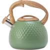 Oriental riverkit Teiera in acciaio inox con manico in venatura del legno, bollitore a fischio da 2,8 l, adatta per fornello a gas e induzione durevole (verde)