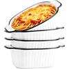 GBKDQQ Teglia da forno in ceramica, 400 ml, set da 4 pezzi, 14,2 x 5,4 cm, con manici, piccola teglia in ceramica, per forno, microonde, lavastoviglie e congelatore, sicura
