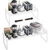 Isyunen Porta piatti e stoviglie allungabile mensole cucina salvaspazio organizer credenza cibo e utensil in metallo Bianco