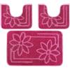 PARAMAISON Tappeti Bagno 3 Pezzi, Coordinati Design Fiori Morbido Antiscivolo Pelo Corto | Fucsia