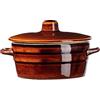 KADAX - Pentola in gres con manici laterali e coperchio, pentola in ceramica lavabile in lavastoviglie, pentola da fermentazione artigianale in ceramica, pentola per sottaceti per cetrioli (0,3L)