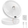 SLuB Ventilatore multifunzione 2 in 1, scrivania e parete, 5 pale | 6 velocità, vento naturale, LED a 3 livelli, silenzioso, USB ricaricabile, pieghevole, gancio e cinghia inclusi