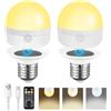 Syvory 2 lampadine ricaricabili USB con telecomando, E27 3 colori Lampadina LED dimmerabile con batteria, controllo a pulsante Lampadina LED ricaricabile dimmerabile con funzione di temporizzazione, base mag