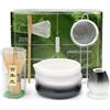 Gebrazy Matcha Kit, Matcha Set 5 pezzi con Matcha Ciotola con beccuccio, Bamboo Matcha Whisk, Bamboo Scoop, Supporto per Frusta in Ceramica, Colino, Matcha Cerimoniale Kit per preparare tè leggero, tè forte