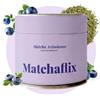 Matchaflix Tè Matcha Premium al Mirtillo (100g) | Tè Verde in Polvere | Tè Salutare | Tè Istantaneo | Bevanda Verde
