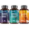 WeightWorld Magnesio Bisglicinato 1422mg, Omega 3 Olio di Pesce 2000mg, Vitamina D3 2000 UI Bundle, Magnesio Glicinato con Vitamina B6, 660mg EPA e 440mg DHA, Integratore Omega3 Fish Oil, Colecalciferolo (50mcg)