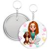 Handmade Generico Portachiavi Personalizzato con Disegno Caricaturale Ragazza e Cane | Idea Regalo, Per Amanti dei Cani, Per Amica, Per Sorella, Per Donna