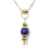 Generic Collana da donna in acciaio inox placcato oro con pendente in pietra naturale stile vintage (Blu)