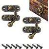 Comioke Ganci Di Bloccaggio Anticati, Antico Vintage Blocco Chiusura, Destra Chiusura Gancio Chiusura, 2pz Con Viti, Serratura Antica, Gancio a Scatto Hasp, Chiavistello Antico per Porta in Legno