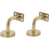 EasyByMall Staffa per corrimano, in acciaio inox, montaggio a parete, supporto per scale, staffa da parete per corrimano dorato per installazione di ringhiere per scale (2 pezzi piatti)