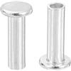 QUARKZMAN 50pz Rivetti Semitubolari, 3mm x 10mm Rivetti Semi-Tubolari Testa Piatta Tonda Alluminio Rivetti con Perno Metallo per Riparazioni Domestiche Industriali, Argento
