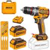 Ingco Cidli20968e Trapano a Percussione a Batteria 20 V Brushless 96 nm Mandrino 13 mm 2 batterie 4 ah