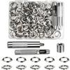 Luabue Occhiello Strumento Kit 100 Sets 16MM Occhielli Argento | Teloni Professionali Occhiello Grommet con Strumento Kit per Scrapbooking Scarpe Abbigliamento Pelle