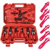 FreeTec 15 Pz Pinze Fascette Stringitubo a Molla, Kit 9 Pinze Fascette e 6 Pinza Serrare Tubi, Pinza Stringitubo Professionali Flessibile per Auto (Rosso)
