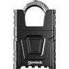 NOVLOCK Lucchetto a combinazione per esterni - impermeabile - con arco protetto antitaglio da 8 mm - per cancelli, recinzioni, capanni, depositi, armadietti e armadi - 1 pezzo, nero