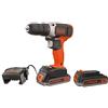 BLACK+DECKER BCD001E2K, Trapano Avvitatore 18 V 37 Nm con 2 Batterie al Litio da 2,5 Ah