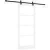 mtlskopl Porta scorrevole bianca, 93 x 211 cm, in legno massello di pino e vetro, set completo con binario da 213,5 cm, moderna porta interna salvaspazio per soggiorno e corridoio
