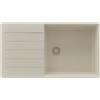 PRIMAGRAN Lavello da Cucina Tutto Beige 90x50cm, Lavandino in Granito a 1 vasca + Sifone Classico, Lavabo da Cucina Incasso al Mobile 60cm - Copenhagen Top S668