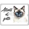 Lovelytiles Cartello Attenti Al Gatto 15 X 20 Cm,Facile da installare, per Uso Interno o Esterno,Resistente UV,Resistente alle intemperie, Decorazioni Per La Casa