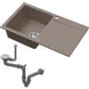 HOMEVELLO Lavello PIXEL Vasca Singola Lavello In Granito 77x44x18,5cm Beige, Lavello Da Cucina Di Alta Qualità Con Sifone, Scolapiatti, Facile Da Pulire, Resistente Ai Graffi, Design Moderno