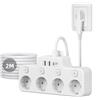Sixiol Ciabatta Multipresa con USB C 20W, Ciabatta Elettrica a spina piatta con 4 Prese, PD20W e QC18W Ricarica Rapida, Multipresa Murale con Interruttori Indipendenti con 2M cavo per cucina, ufficio, Bianco