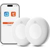 Safeliveo Rilevatore di fumo WiFi con batteria da 10 anni, notifiche tramite app e auto-test, allarme antincendio intelligente compatibile con Tuya & Smart Life, 2 pezzo