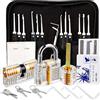 XFLYP Set Grimaldelli da 35 Pezzi, Kit Scassinatore con 3 Trasparente Lucchetto, Carta Di Credito ed Chiave Universale Per Serrature, Lockpicking Set per Fabbri Principianti ed Esperti