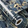 FunStick Carta da Parati Adesiva Marmo Blu e Oro Rivestimento Piano Cucina Top Pellicola Autoadesiva per Tavolo Marmo Carta Adesiva per Mobili Cucina Armadio Blu Navy e Oro Pellicola Scrivania 30CMx5M