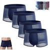 CTLTSRX Boxer in Fibra di bambù, Boxer da Uomo in Seta di Ghiaccio, Boxer Morbidi e Comodi, per Un Comfort Che Dura Tutto Il Giorno (4XL,Blue)
