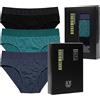 Dirk Bikkembergs Bikkembergs Slip Uomo in Cotone, Set 3 Pezzi, Mutande con Cuciture Rinforzate ed Elastico Esterno, Multicolor (IT, Testo, 3XL, Regular, Regular, Assortito)