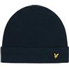 Lyle & Scott Uomo Berretto A Costine Travasate Navy Scuro Taglia Unica