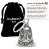 Guardian Bell Campanello portafortuna Wings of Freedom con portachiavi e sacchetto regalo in velluto nero, campanello per moto, peltro senza piombo, regalo di buona fortuna per amici e familiari,
