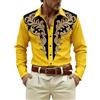 BIBOKAOKE Camicia Western da Uomo Camicia da Cowboy a Maniche Lunghe Stampa 3D Camicie Western Stile Hippie Selvaggio Costumi di Carnevale Camicia Baggy per il Tempo Libero Camicia Vintage Gotica