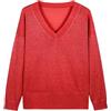 BIBOKAOKE Maglione da donna con scollo a V, in cashmere, elegante, a maglia, oversize, a maniche lunghe, in cotone caldo, a maniche lunghe, Stil#m04 rosso, 5XL