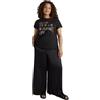 FIORELLA RUBINO: Pantaloni Palazzo in Raso Curvy Size Nero Stagione Primavera Estate 2025.