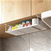 Fuyoula Cestello Portaoggetti in acciaio, cesto sotto ripiano organizer dispensa multifunzionale,per la cucina, il mobile, la dispensa, l'armadio, il bagno, la scrivania e l'ufficio (Bianco)