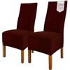 sh SCHEFFLER-HOME LIVE HOMESTYLE SCHEFFLER-Home Coprisedie Emma/Set di 2 Copri Sedie da Pranzo Elastici/Sedie da Pranzo/Coprisedie Elasticizzato in Cotone con Fascia Elastica/Coprisedie Eleganti, Marrone