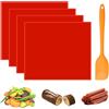 WhizNook 4 Pezzi Fogli Disidratatore in Silicone con Bordo | 30 x 26cm Tappetini Disidratatori In Silicone, Tappetino da Forno per Rotolo con Raschietto, per Fare Rotoli Torta