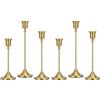 RJQZN 6 Portacandele Dorate per Candele Coniche, Portacandele Oro in Metallo, Anti-Corrosione, Portacandela da Tavolo Coniche Oro per Ogni Occasione, Decorazione Raffinata