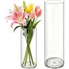 MELEJIA Set di 2 Vasi in Acrilico, Rotondo Vaso Trasparente, Vaso Indistruttibile Leggero, Vasi Trasparente Resistente per Fiori Freschi/Finti, Decorazione Interna/Esternea (10 x 25cm e 12 x 40cm)