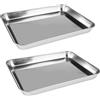 TESSTSY 2 Pezzi Teglia Forno Rettangolare, 26x20x2.5cm Teglia Pizza Rettangolare | Teglie da Forno in Acciaio Inox, Antiaderente, Atossica e Sana, Lavabile In Lavastoviglie, per Arrostire e Servire